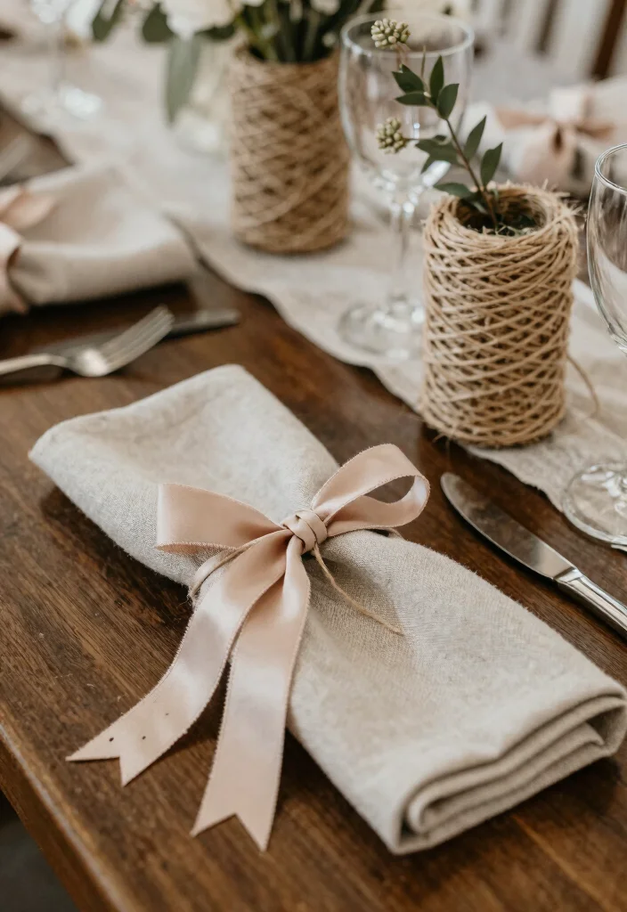 17 Minimal Wedding Table Decor Ideas That Feel Effortless - 11. Ribbons and Twine 1