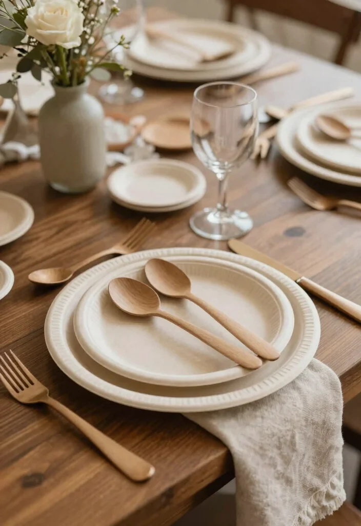 17 Minimal Wedding Table Decor Ideas That Feel Effortless - 12. Eco-Friendly Tableware 1