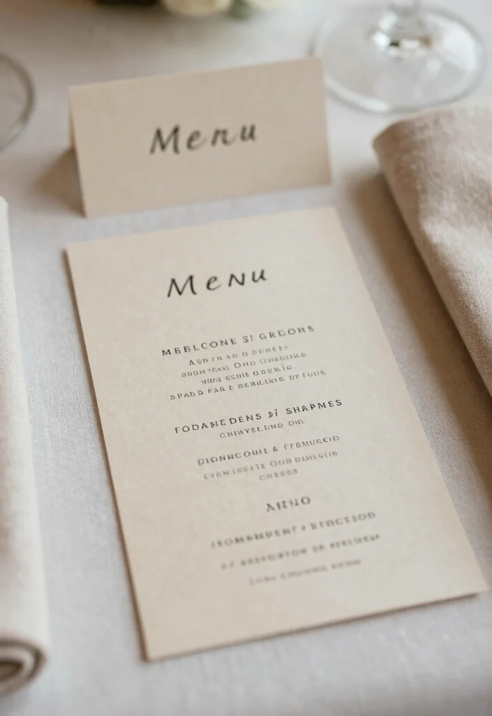 17 Minimal Wedding Table Decor Ideas That Feel Effortless - 16. Minimalist Menu Cards 1