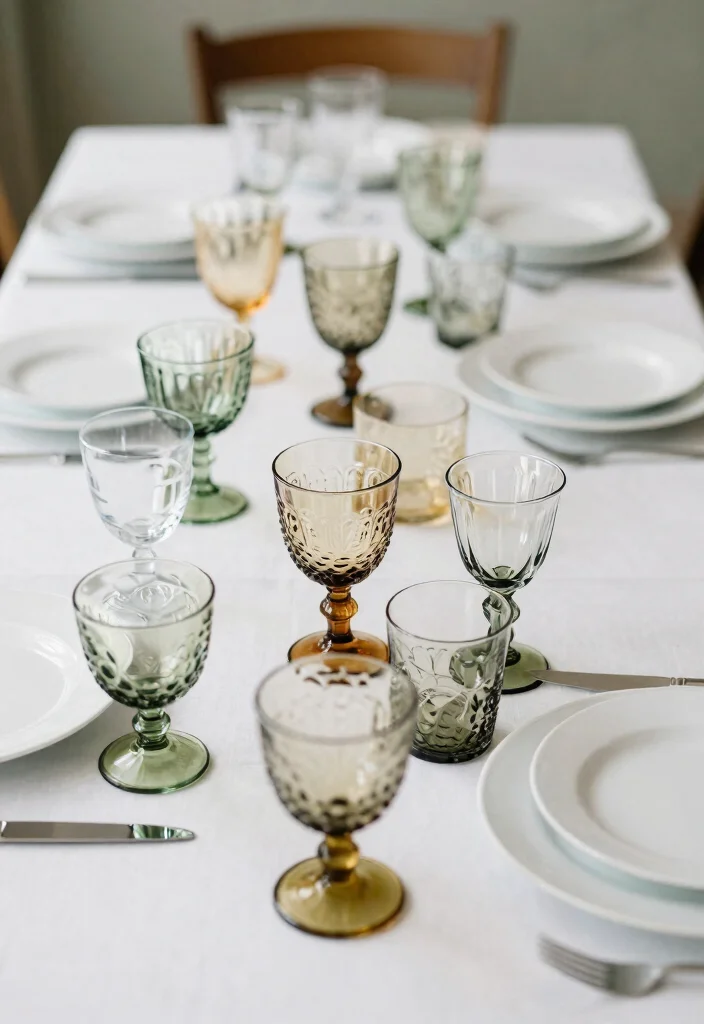 17 Minimal Wedding Table Decor Ideas That Feel Effortless - 7. Vintage Glassware 1