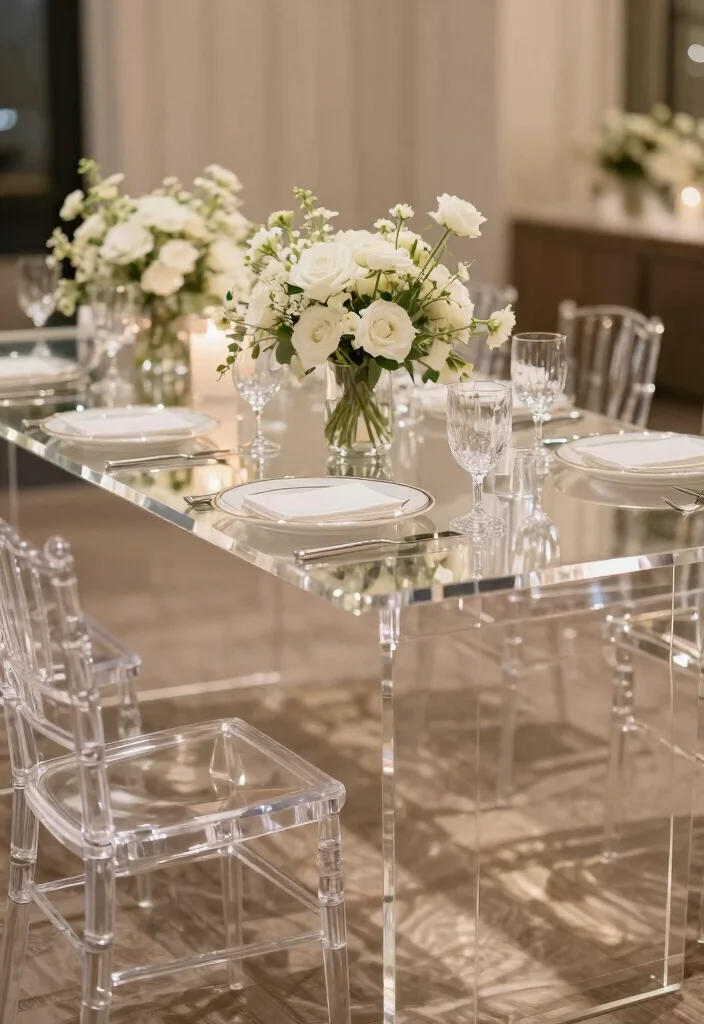 17 Minimal Wedding Table Decor Ideas That Feel Effortless - 9. Clear Acrylic Accents 1