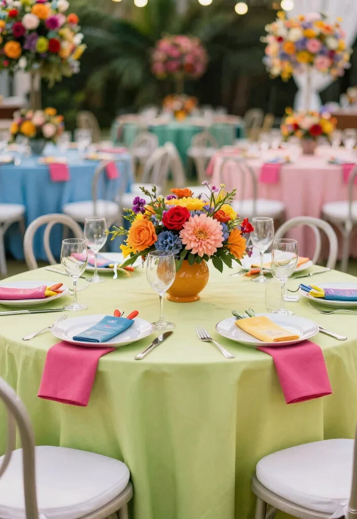 17 Table Ideas Wedding Themes Guests Will Love - 8. Color Pop 1