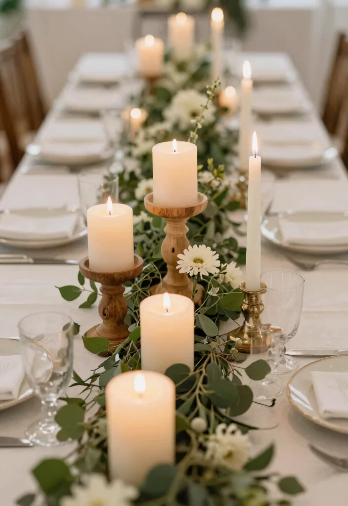17 Wedding Dinner Table Decor Ideas That Glow Beautifully - 10. Eco-Friendly Candle Solutions 1