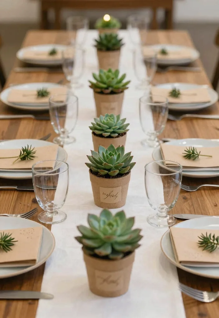 17 Wedding Dinner Table Decor Ideas That Glow Beautifully - 16. Eco-Friendly Wedding Favors 1