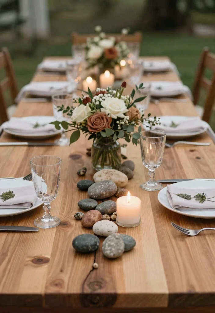 17 Wedding Dinner Table Decor Ideas That Glow Beautifully - 17. Incorporate Natural Elements 1