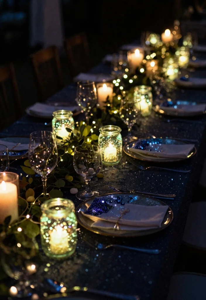 17 Wedding Dinner Table Decor Ideas That Glow Beautifully - 3. Glow-in-the-Dark Elements 1