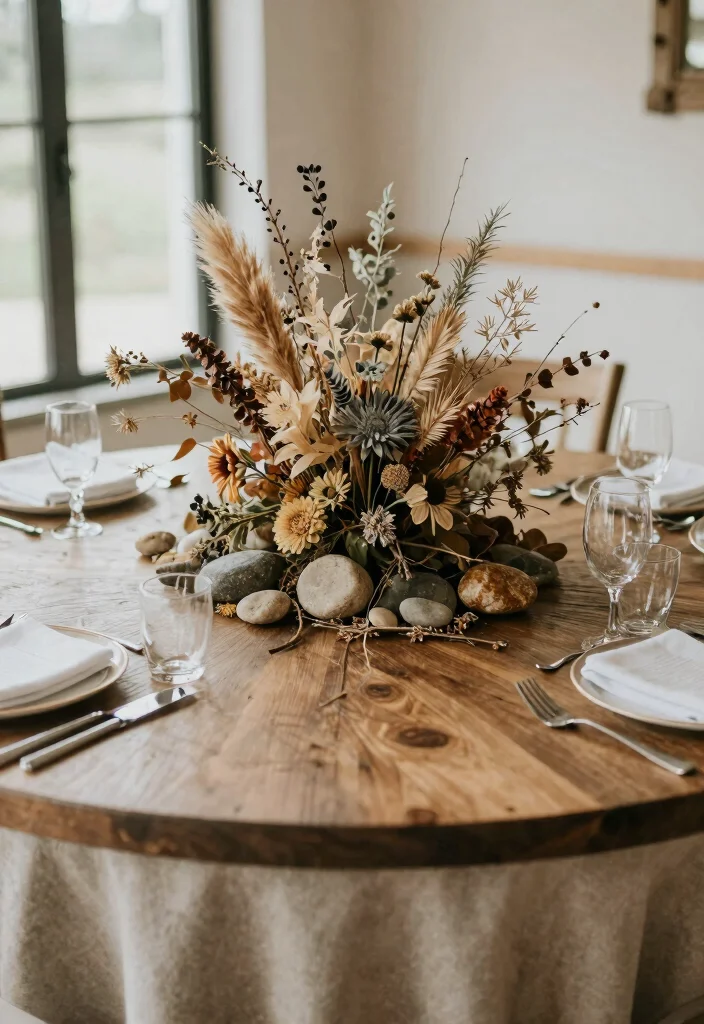 18 Circle Wedding Table Decor Ideas That Feel Modern - 14. Natural Elements 1