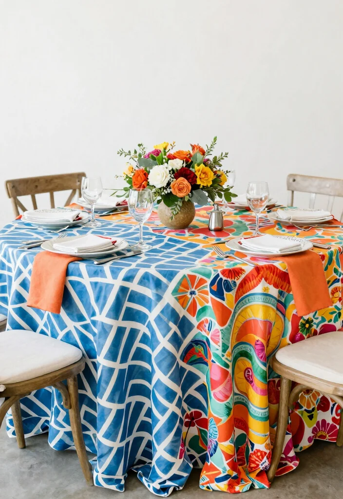 18 Circle Wedding Table Decor Ideas That Feel Modern - 16. Bold Patterns 1