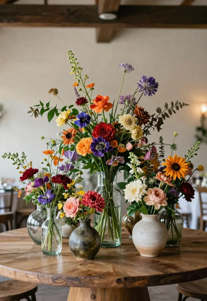 18 Circle Wedding Table Decor Ideas That Feel Modern - 2. Artistic Floral Arrangements 1