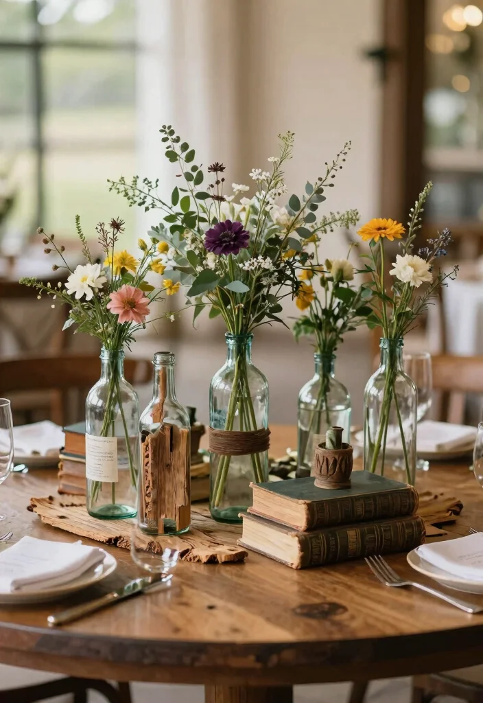 18 Circle Wedding Table Decor Ideas That Feel Modern - 5. Upcycled Table Decor 1