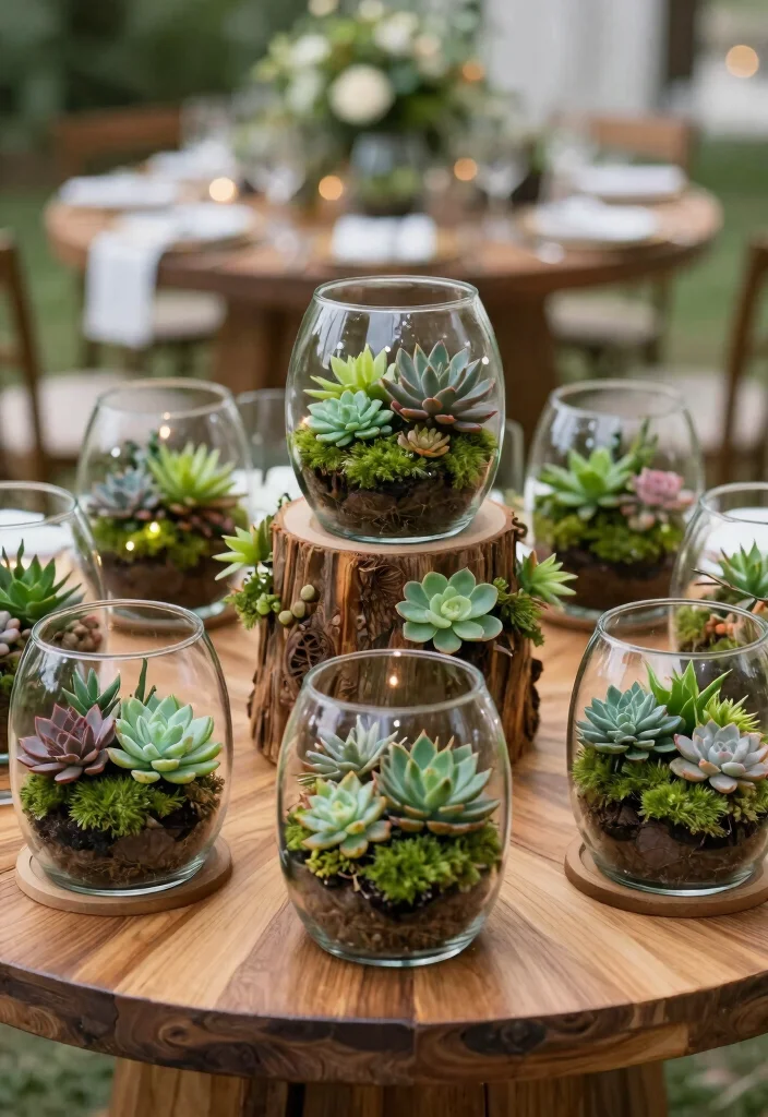 18 Circle Wedding Table Decor Ideas That Feel Modern - 7. Terrarium Centerpieces 1