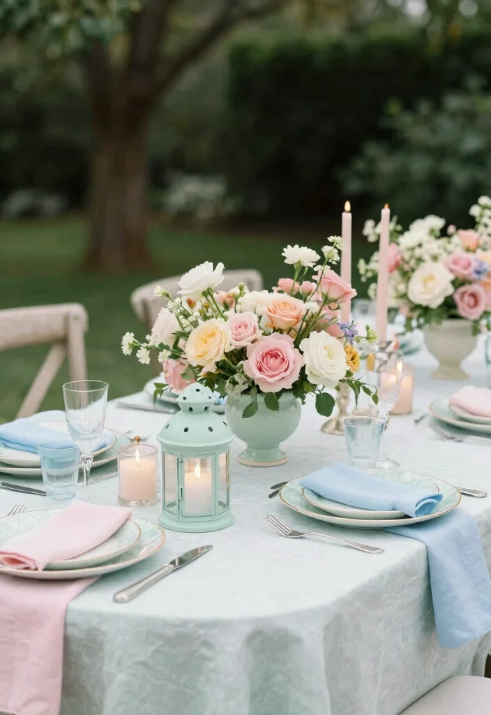 18 Colorful Wedding Table Settings Ideas That Pop - 12. Charming Pastels 1