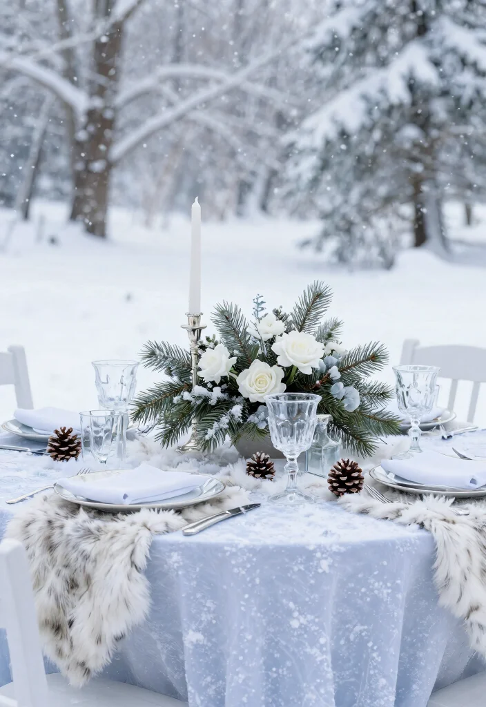 18 Colorful Wedding Table Settings Ideas That Pop - 13. Winter Wonderland 1