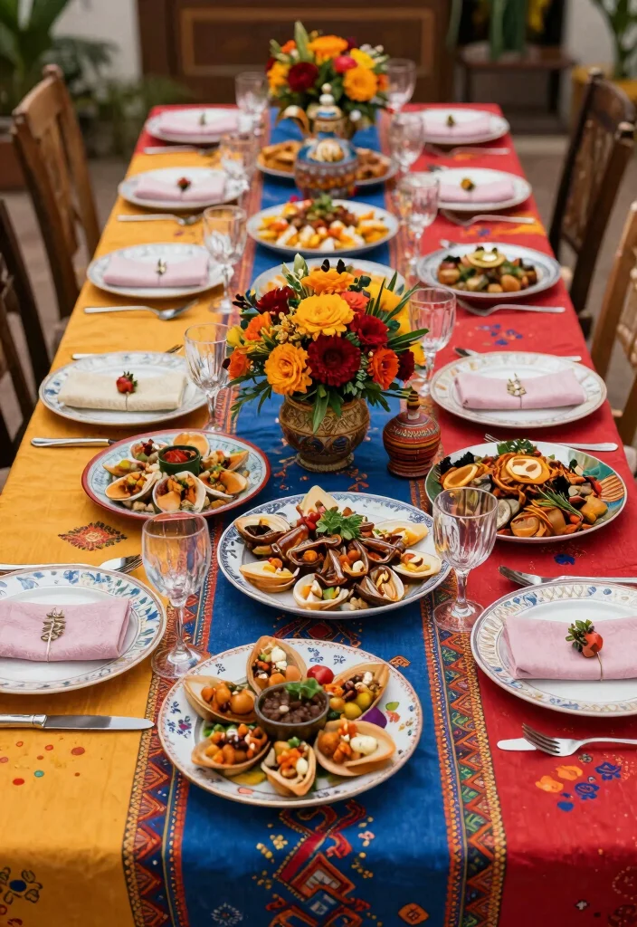 18 Colorful Wedding Table Settings Ideas That Pop - 14. Colorful Cultural Fusion 1