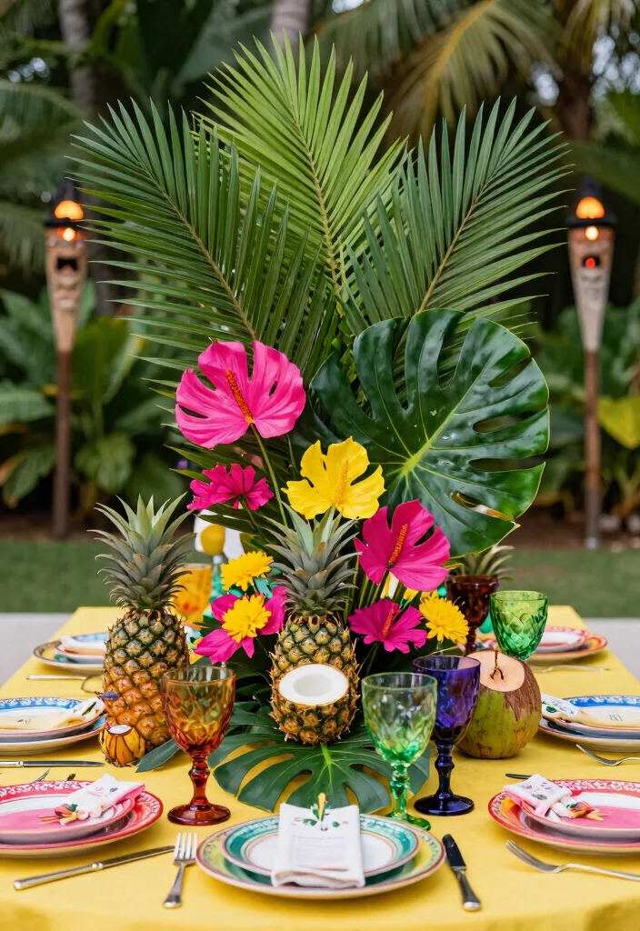 18 Colorful Wedding Table Settings Ideas That Pop - 3. Tropical Fiesta 1