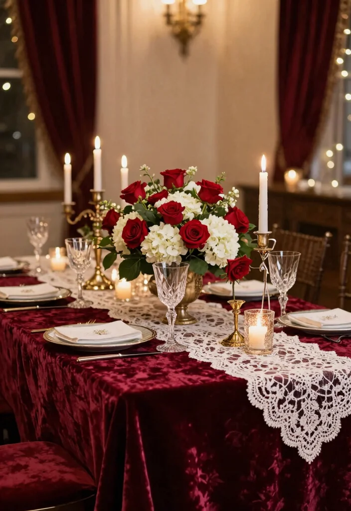 18 Colorful Wedding Table Settings Ideas That Pop - 4. Vintage Glamour 1