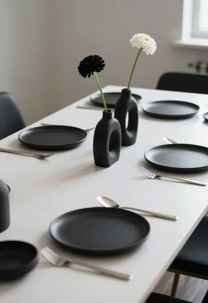 18 Colorful Wedding Table Settings Ideas That Pop - 6. Modern Minimalism 1