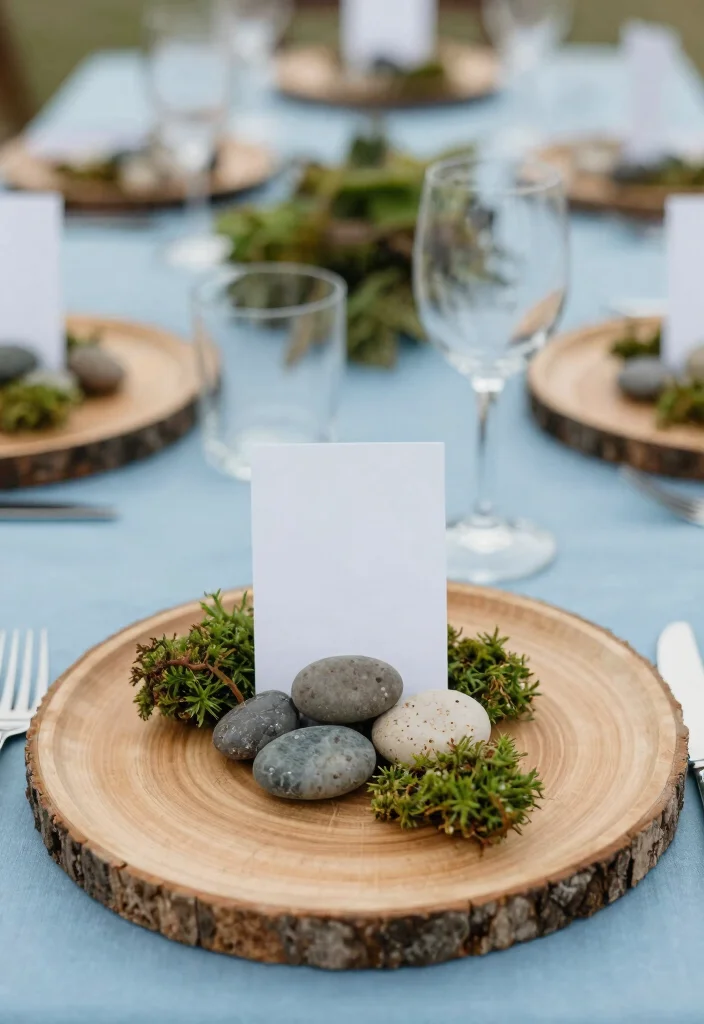 18 French Blue Wedding Table Setting Ideas With Soft Romance - 10. Incorporating Natural Elements 1