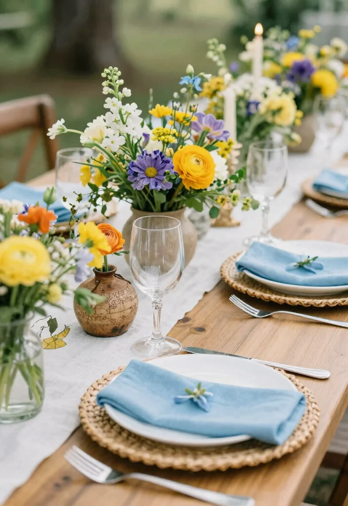 18 French Blue Wedding Table Setting Ideas With Soft Romance - 13. Seasonal Touches in Decor 1