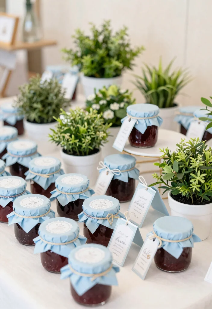 18 French Blue Wedding Table Setting Ideas With Soft Romance - 18. Thoughtful Favors for Guests 1