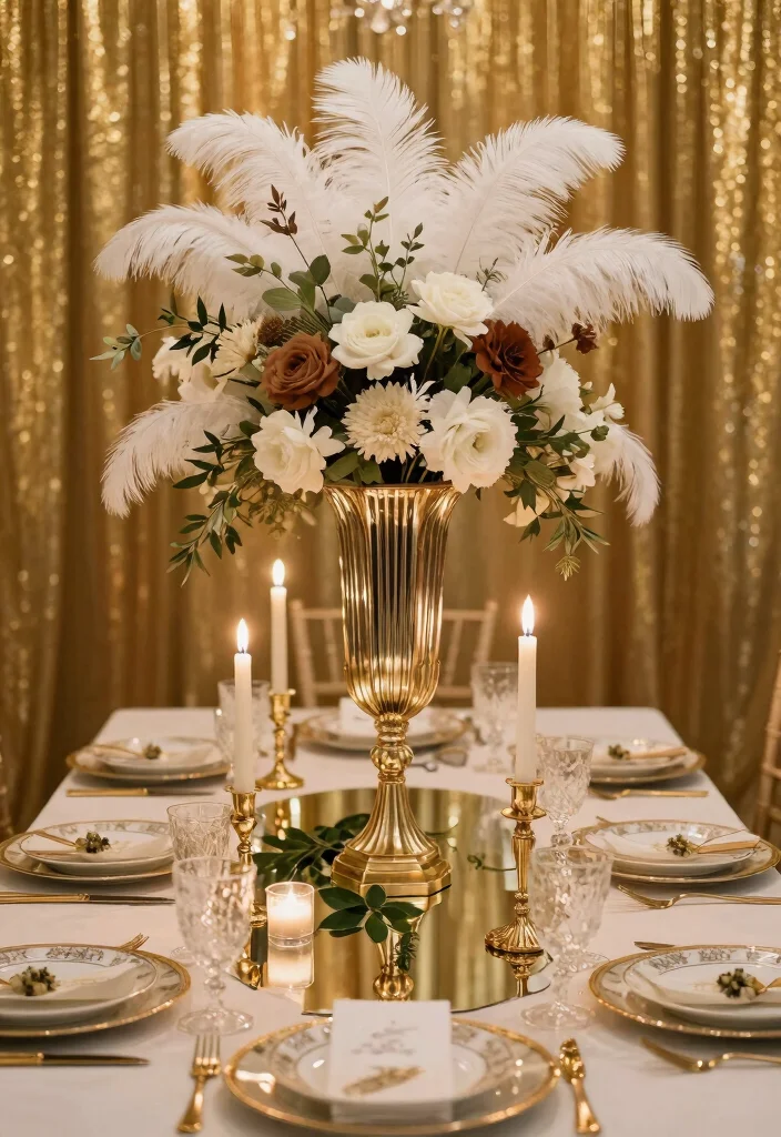 18 Great Gatsby Wedding Decorations Ideas With Vintage Glam - 1. Art Deco Centerpieces 1