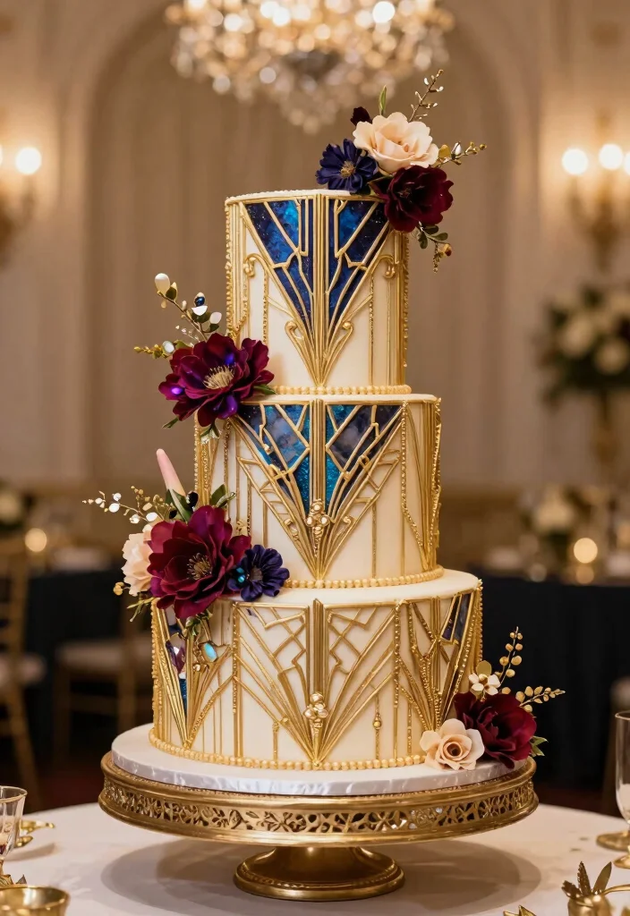 18 Great Gatsby Wedding Decorations Ideas With Vintage Glam - 13. Vintage Cake Design 1