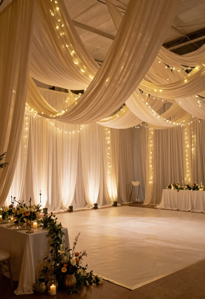 18 Great Gatsby Wedding Decorations Ideas With Vintage Glam - 7. Elegant Draping 1