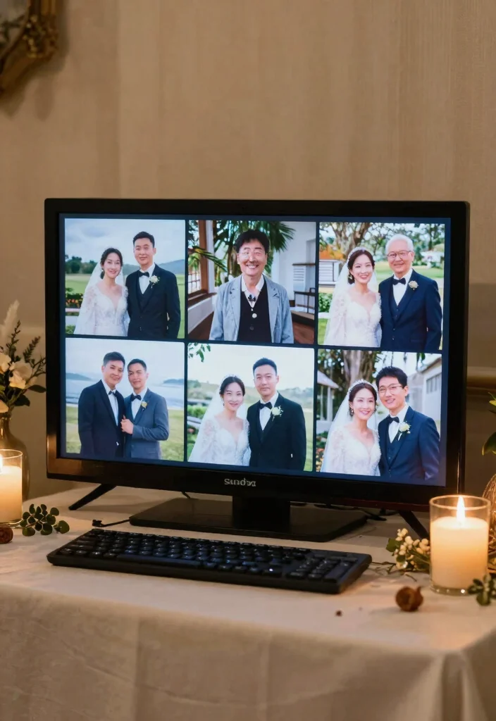 18 Memorial Table at Wedding Ideas That Feel Meaningful - 14. A Virtual Tribute 1