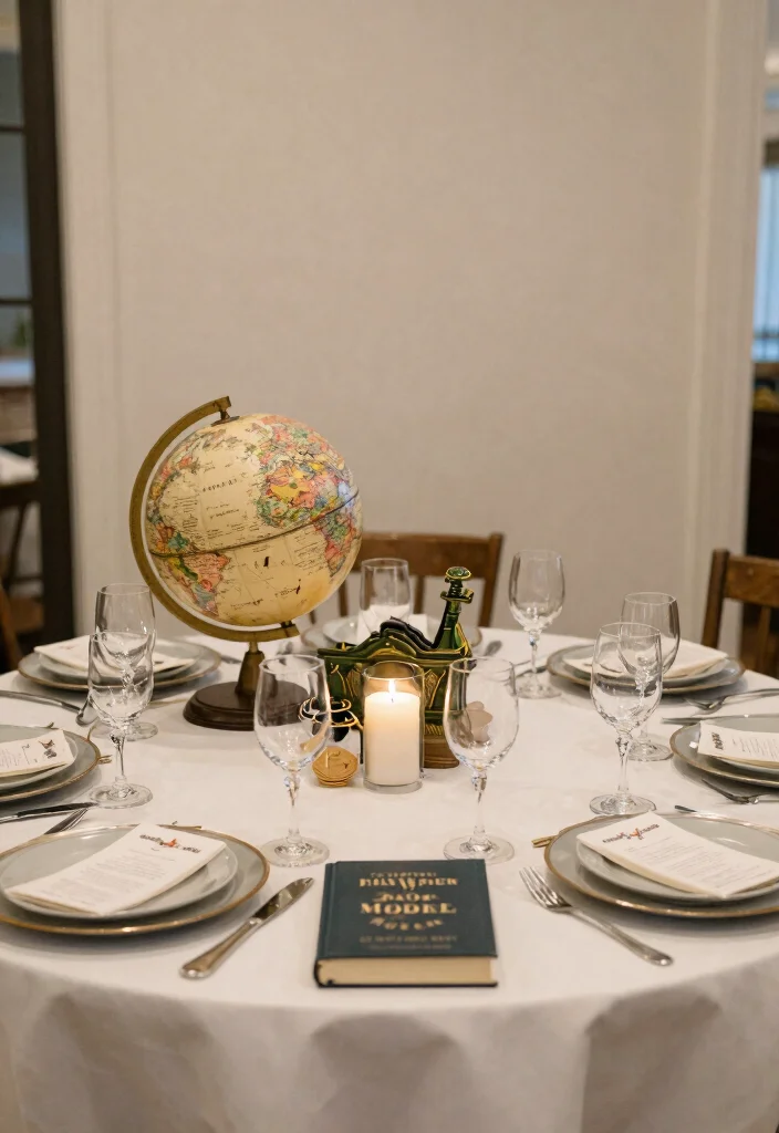 18 Simple Round Table Wedding Decor Ideas That Shine - 18. Themed Decor Pieces 1