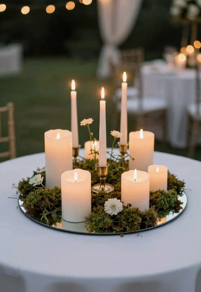 18 Simple Round Table Wedding Decor Ideas That Shine - 2. Elegant Candle Arrangements 1