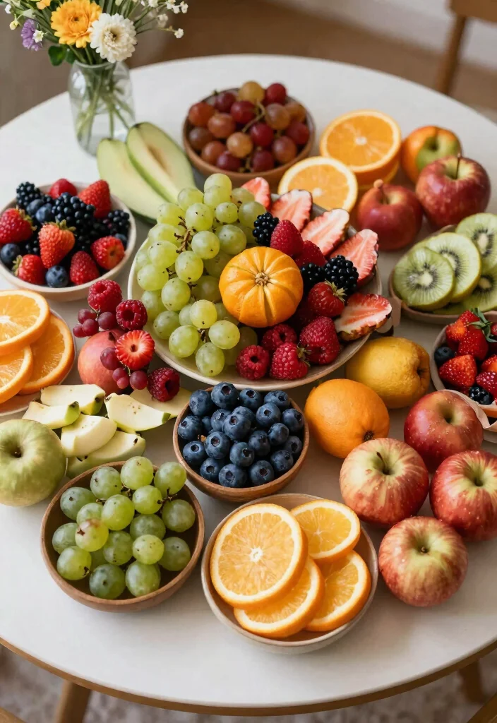 18 Simple Round Table Wedding Decor Ideas That Shine - 4. Fresh Fruit Displays 1