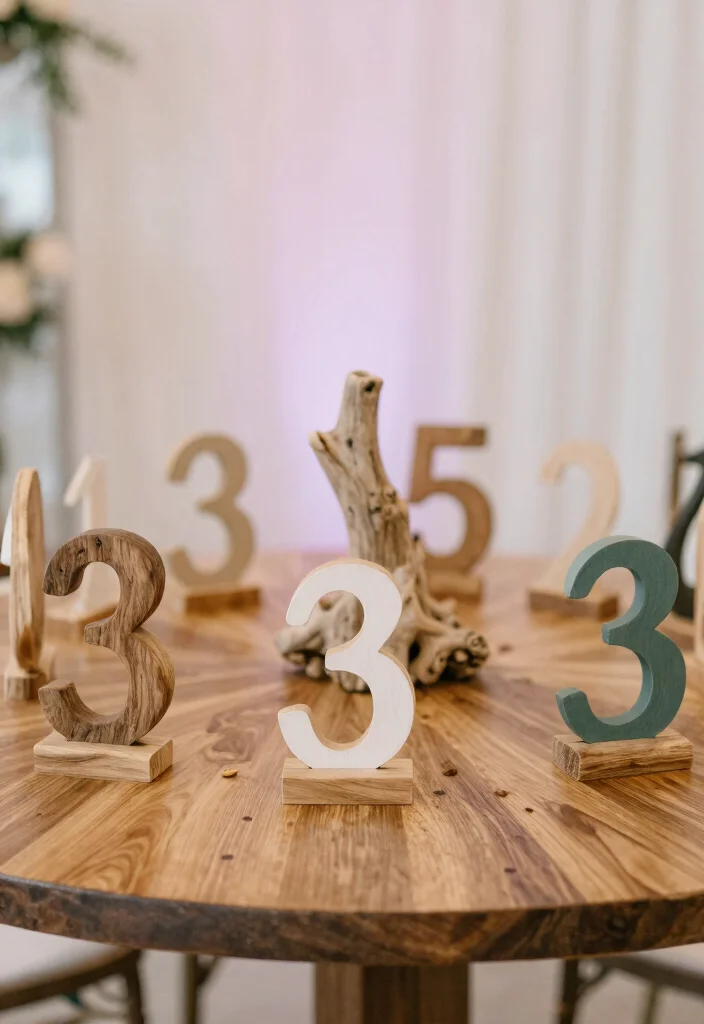 18 Simple Round Table Wedding Decor Ideas That Shine - 8. Unique Table Numbers 1