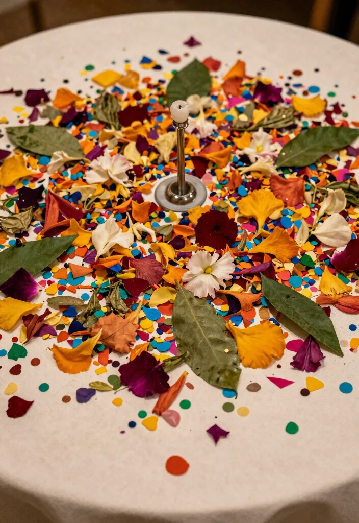 18 Simple Round Table Wedding Decor Ideas That Shine - 9. Eco-Friendly Confetti 1