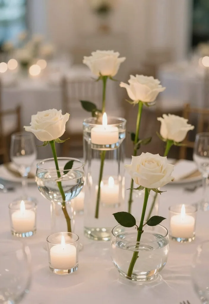 18 Single Stem Roses Wedding Table Ideas That Look Minimal Chic - 14. Floating Centerpieces 1