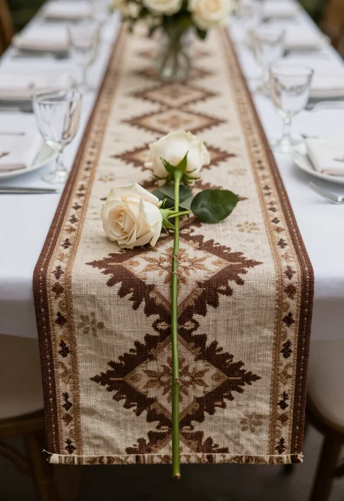 18 Single Stem Roses Wedding Table Ideas That Look Minimal Chic - 15. Statement Table Runners 1