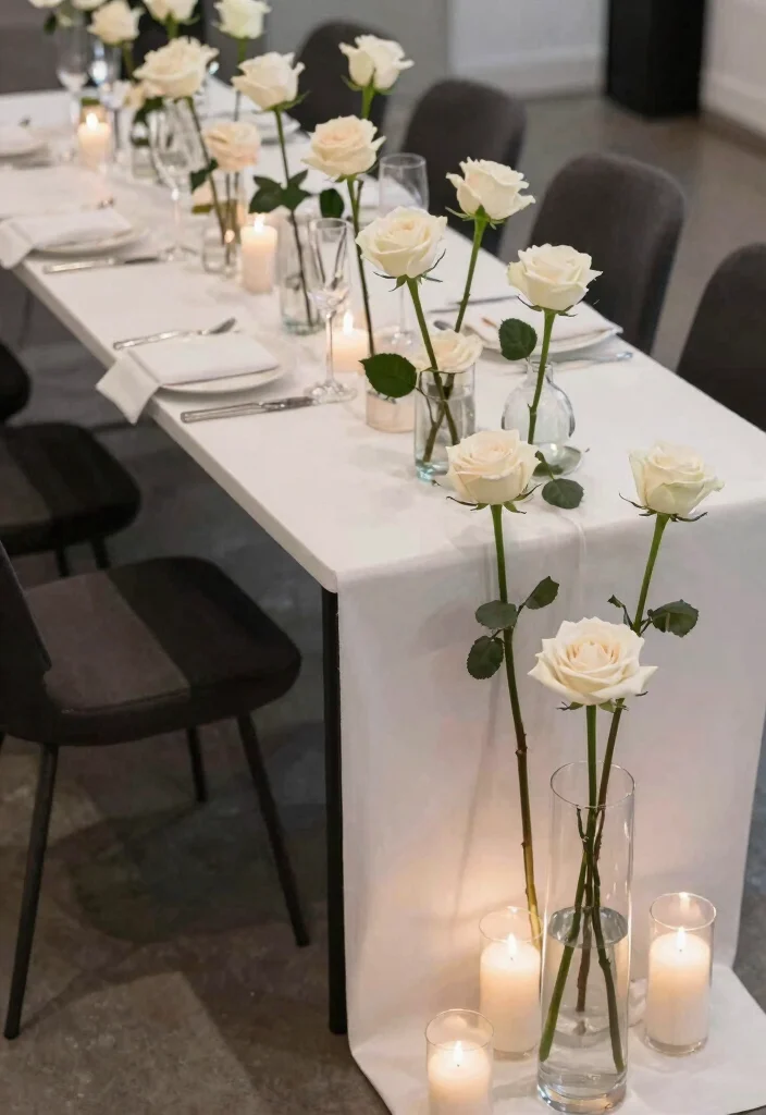 18 Single Stem Roses Wedding Table Ideas That Look Minimal Chic - 16. Creative Table Settings 1