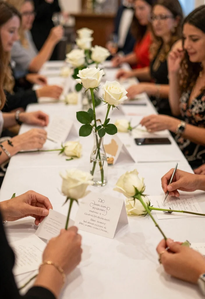 18 Single Stem Roses Wedding Table Ideas That Look Minimal Chic - 18. Interactive Table Decor 1