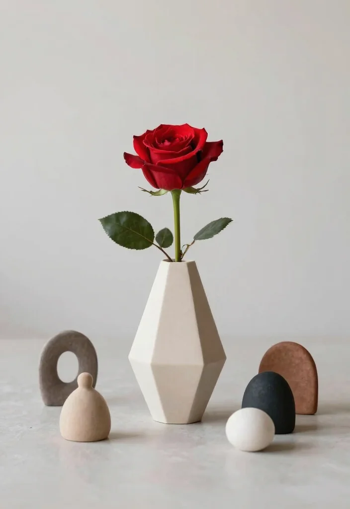 18 Single Stem Roses Wedding Table Ideas That Look Minimal Chic - 3. Artistic Centerpieces 1