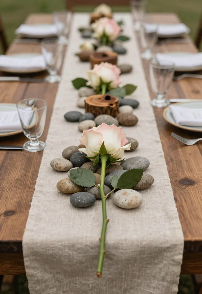 18 Single Stem Roses Wedding Table Ideas That Look Minimal Chic - 7. Natural Elements 1