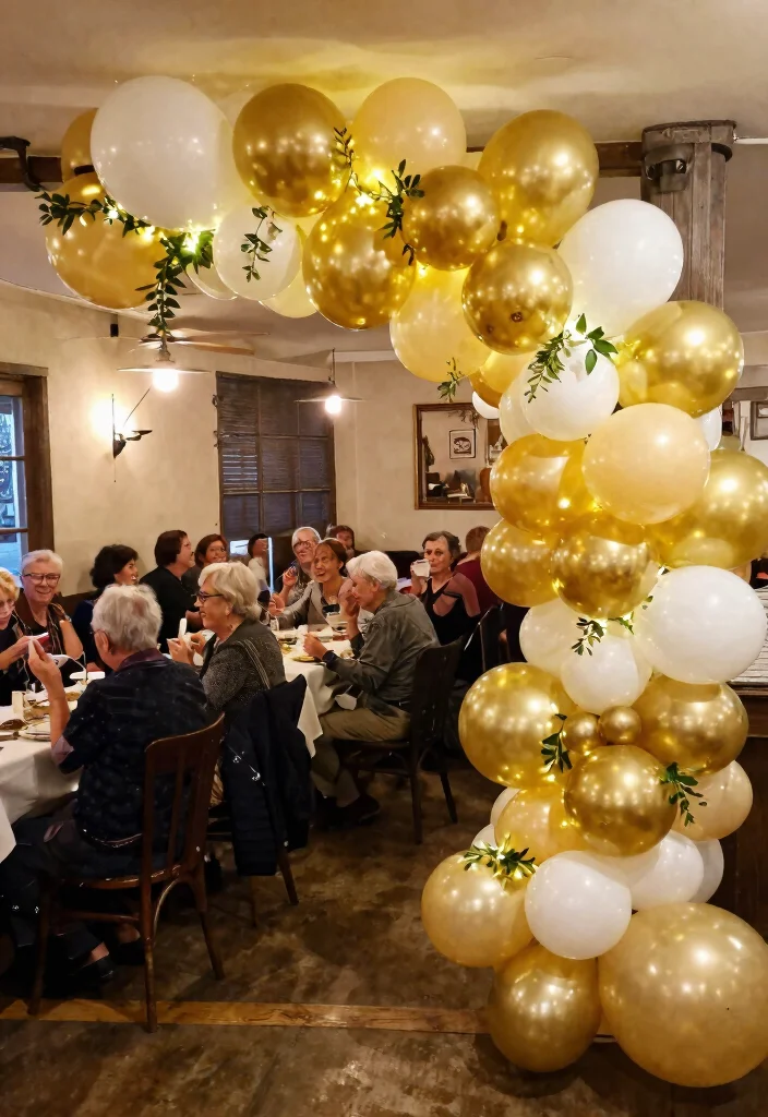 10 50th Wedding Anniversary Backdrop Ideas for Small Venues - 3. Golden Balloon Arch 1