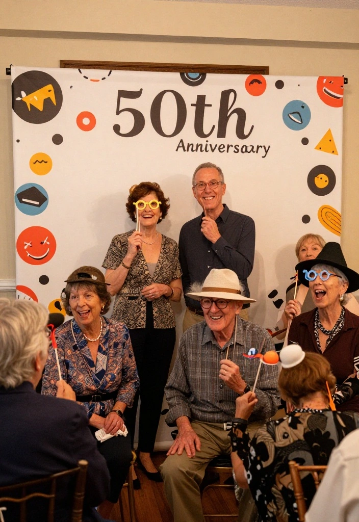 10 50th Wedding Anniversary Backdrop Ideas for Small Venues - 8. Customized Photo Backdrop 1