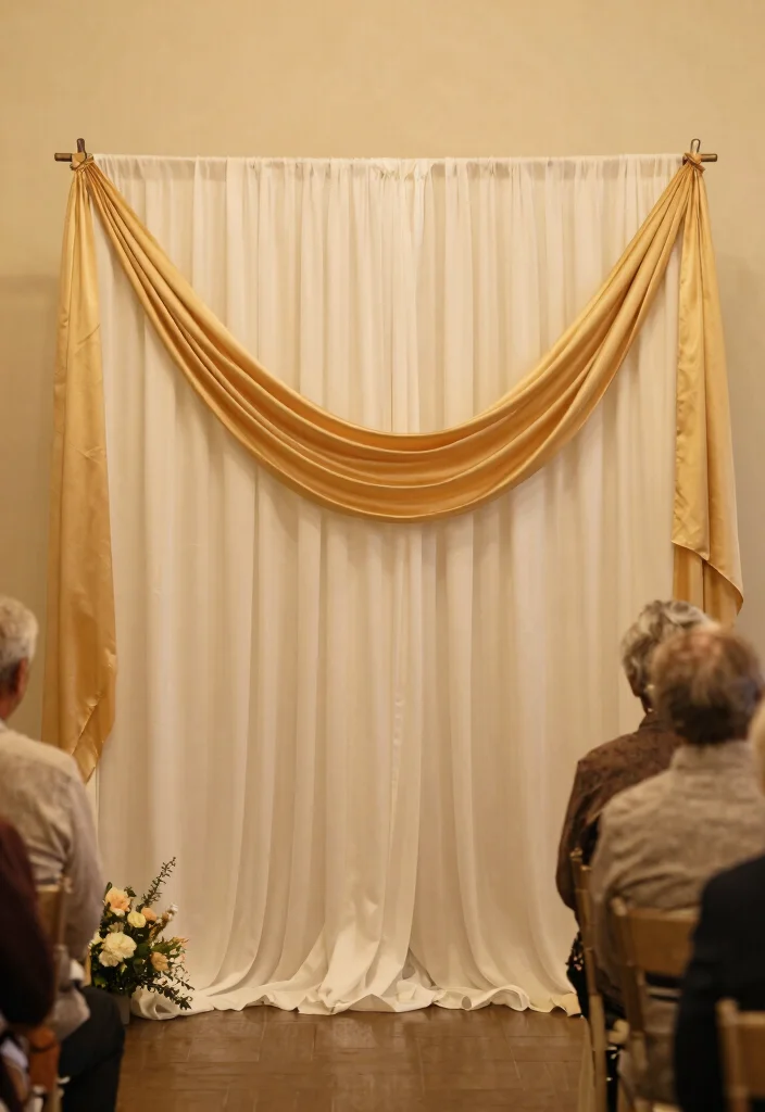 10 50th Wedding Anniversary Backdrop Ideas for Small Venues - 9. Simple Fabric Drape Backdrop 1
