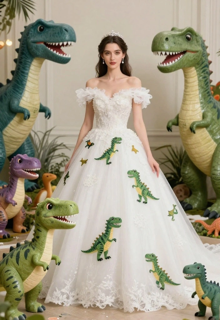10 Ugly Wedding Dresses You Can't Unsee (2024 Hall of Shame) - 9. The Dinosaur Delight 1