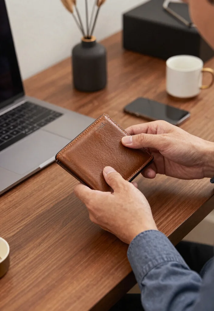 12 8 Year Wedding Anniversary Gifts for Him With Modern Bronze - 7. Bronze Customized Leather Wallet 1