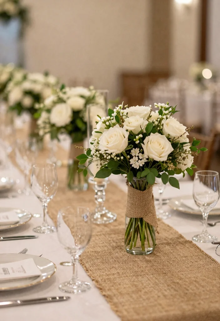 12 Burlap Wedding Table Inspirations That Don't Look Rustic-Overdone - 11. Burlap and Glass Combinations 1