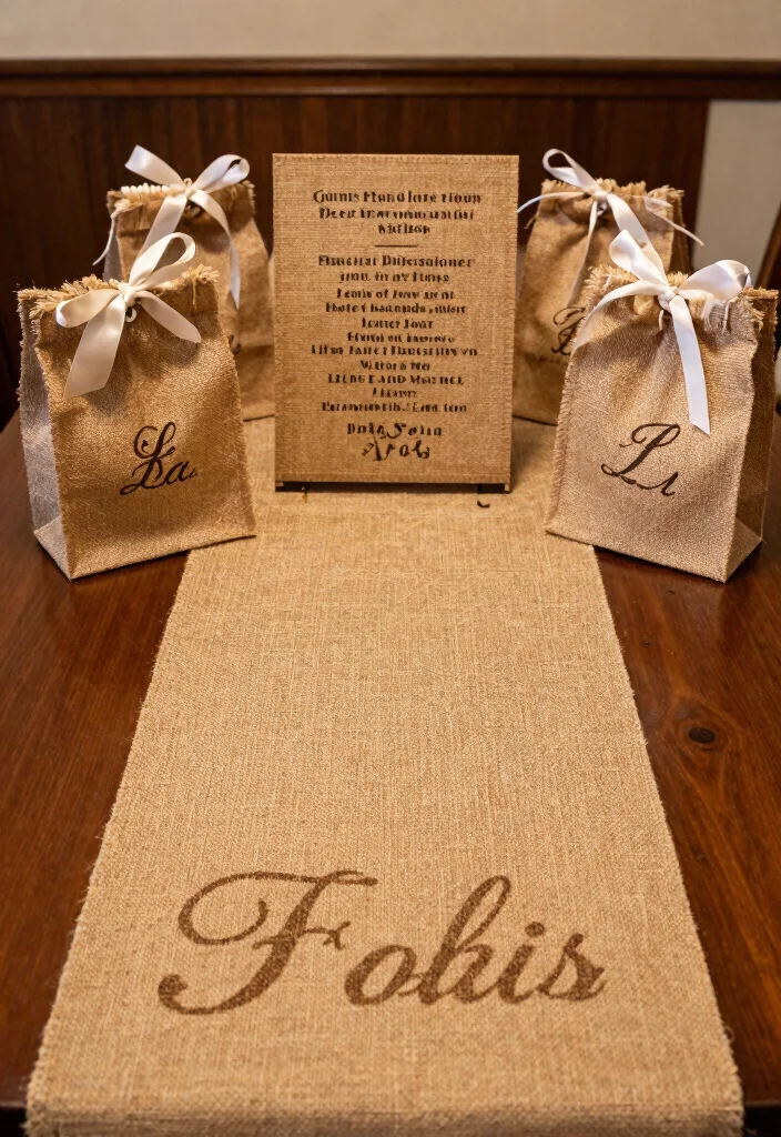 12 Burlap Wedding Table Inspirations That Don't Look Rustic-Overdone - 12. Custom Burlap Touches 1