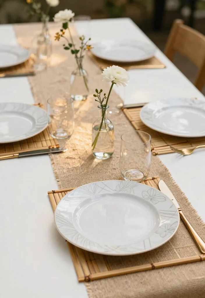 12 Burlap Wedding Table Inspirations That Don't Look Rustic-Overdone - 2. Minimalist Burlap Elegance 1