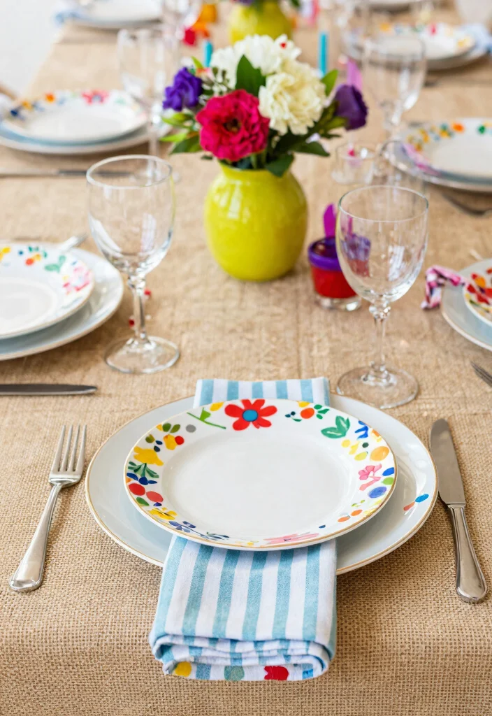 12 Burlap Wedding Table Inspirations That Don't Look Rustic-Overdone - 6. Playful Patterns with Burlap 1
