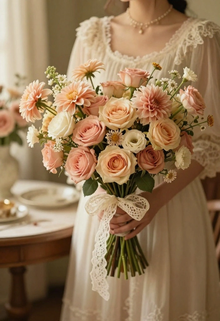 12 DIY Wedding Bouquets That Don't Look Homemade - 4. Romantic Vintage Bouquets 1