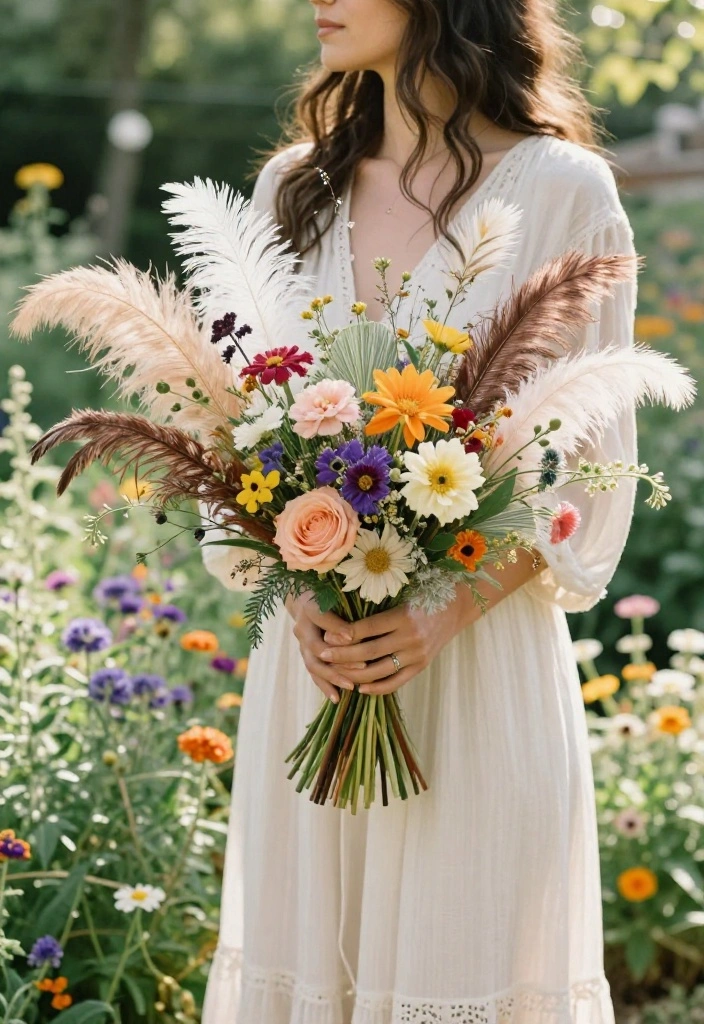 12 DIY Wedding Bouquets That Don't Look Homemade - 5. Bohemian Feather Bouquets 1